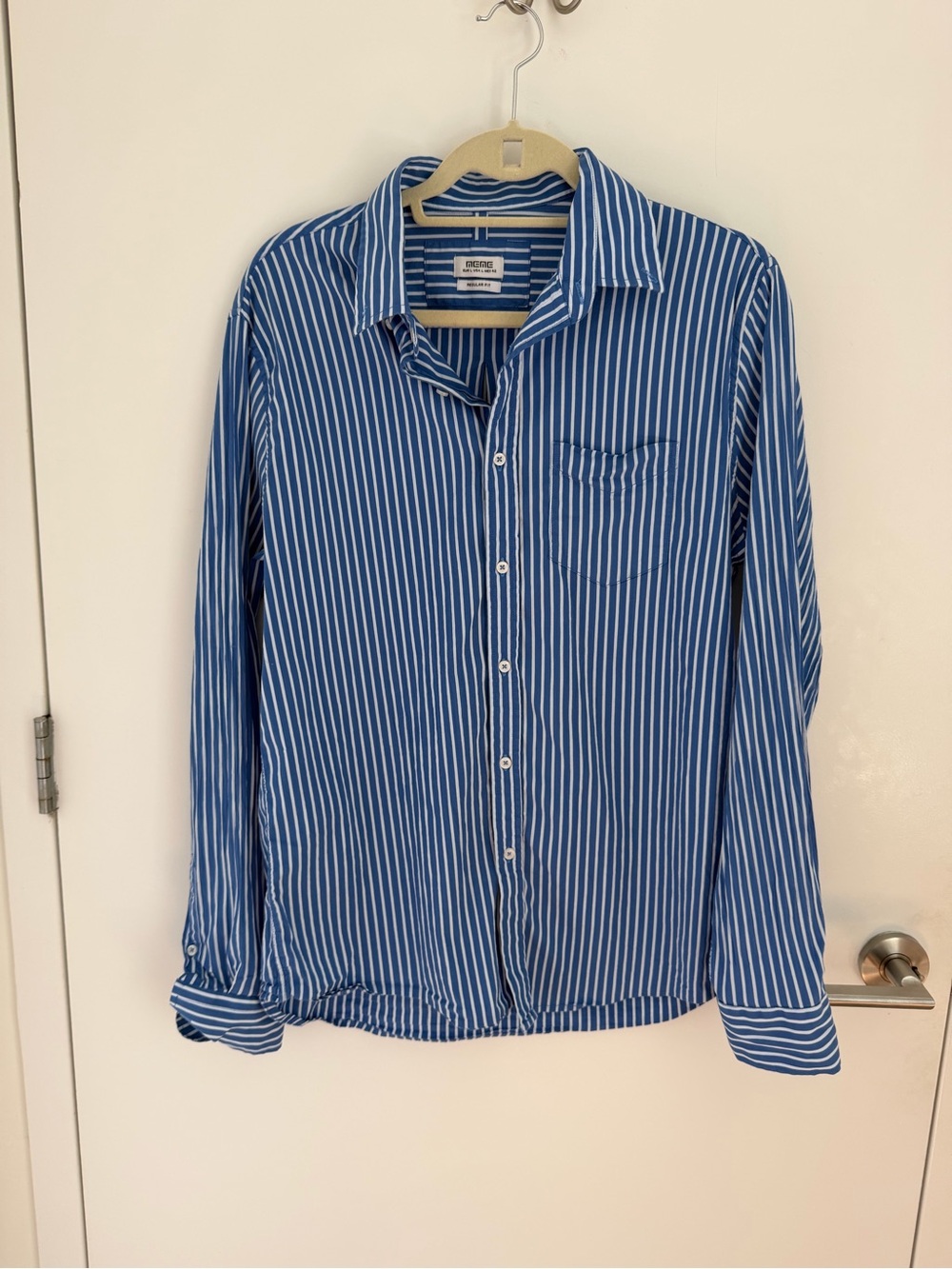Blue and White Vertical Stripe Button-Down Shirt